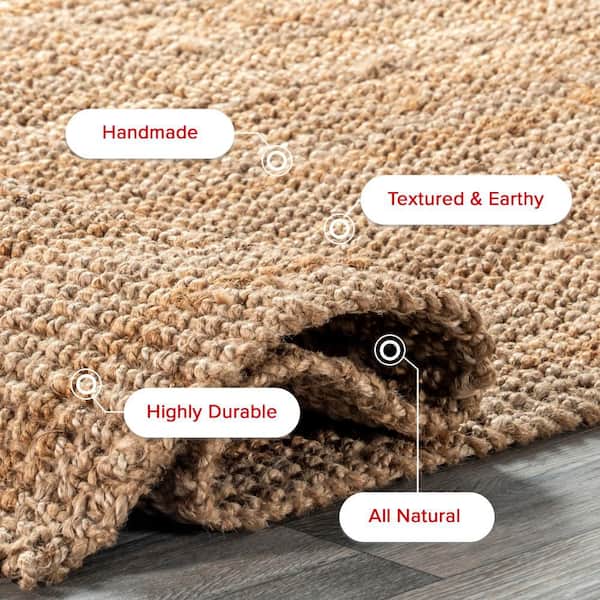 nuLOOM Ashli Solid Jute Natural 6 ft. x 9 ft. Living Room/Bedroom