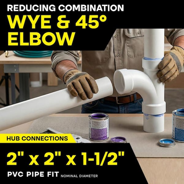 PLUMBFLEX 2 in. x 1-1/2 in. Rigid PVC DWV Wye & 1/8 Bend 45° Elbow