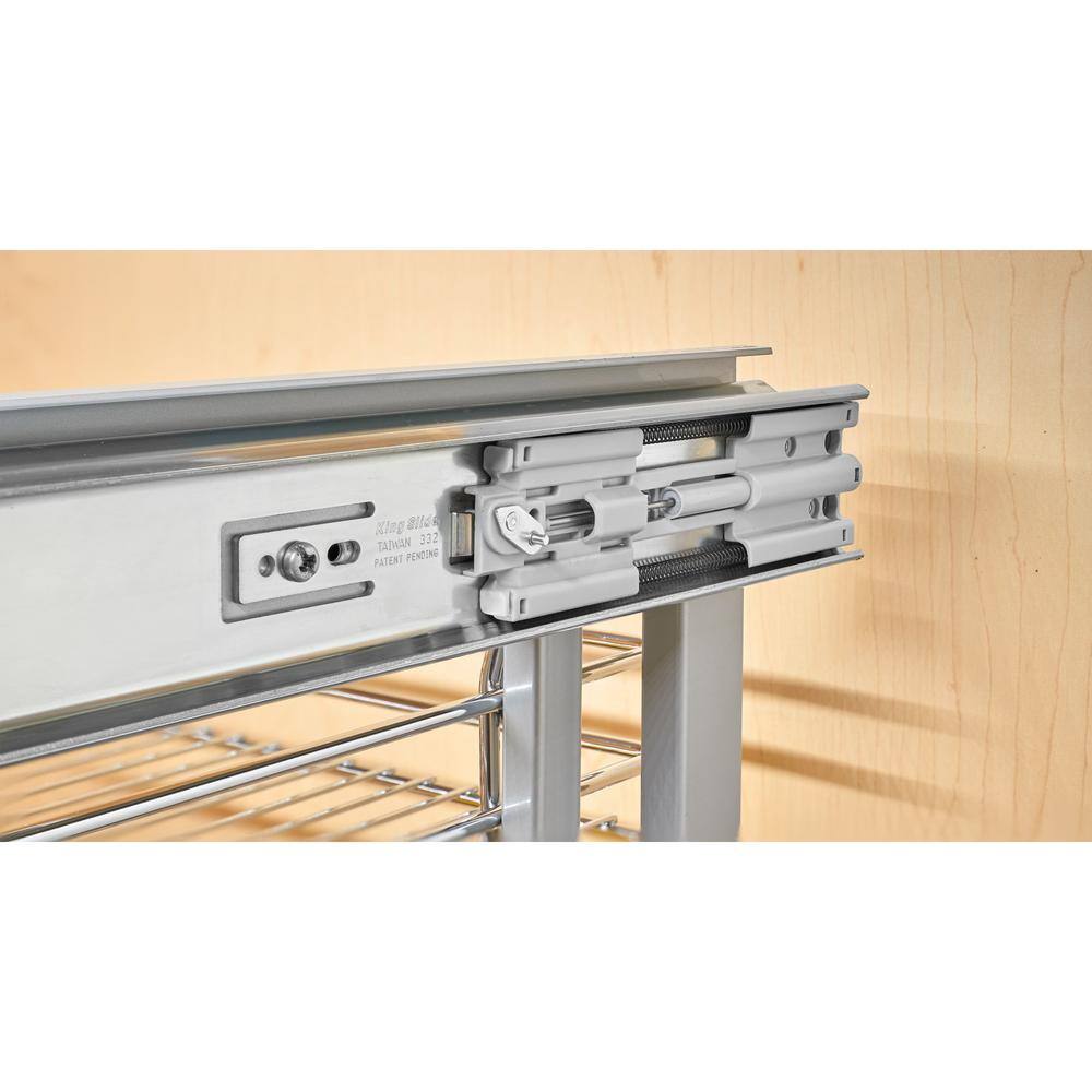 Chrome 15" 3-Tier Blind Corner Organizer with Soft-Close