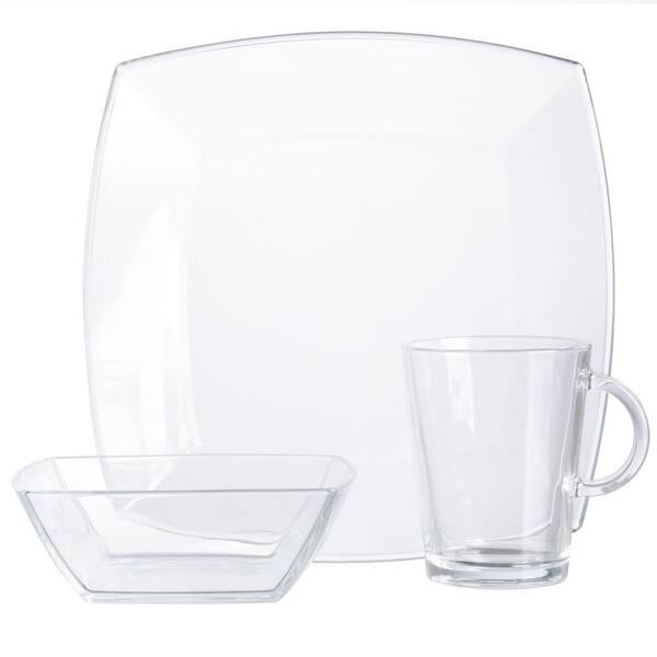SOHO LOUNGE 4 Piece 16 oz. Stackable Clear Glass Beverage Mugs With Metal  Rack 985119849M - The Home Depot