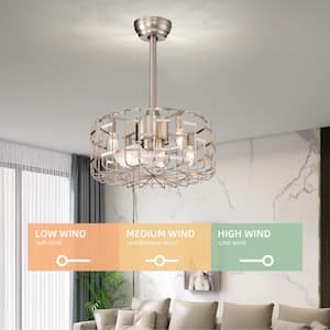 18.52 in. Indoor Nickel Ceiling Fan with No Bulbs Included and Remote Included