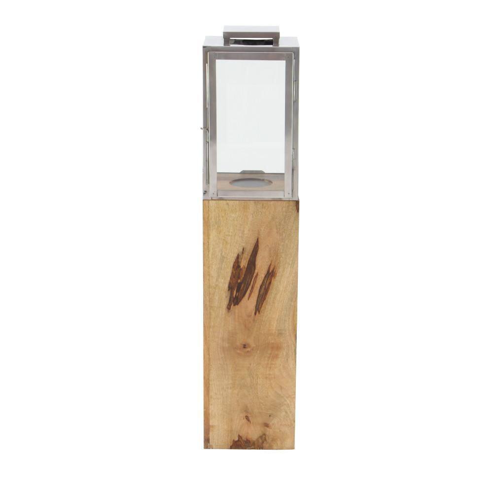 Elegant Mango Wood Hanging Candle Lantern 36" - Contemporary Brown