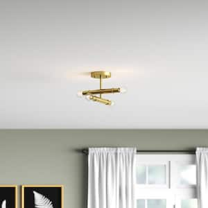 12 in. Emmett 4-Light Old Satin Brass Ceiling Light Semi Flush Mount