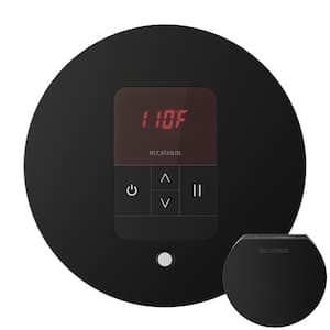 iTempo Round Steam Shower Control with Polished Chrome Bezel in Matte Black