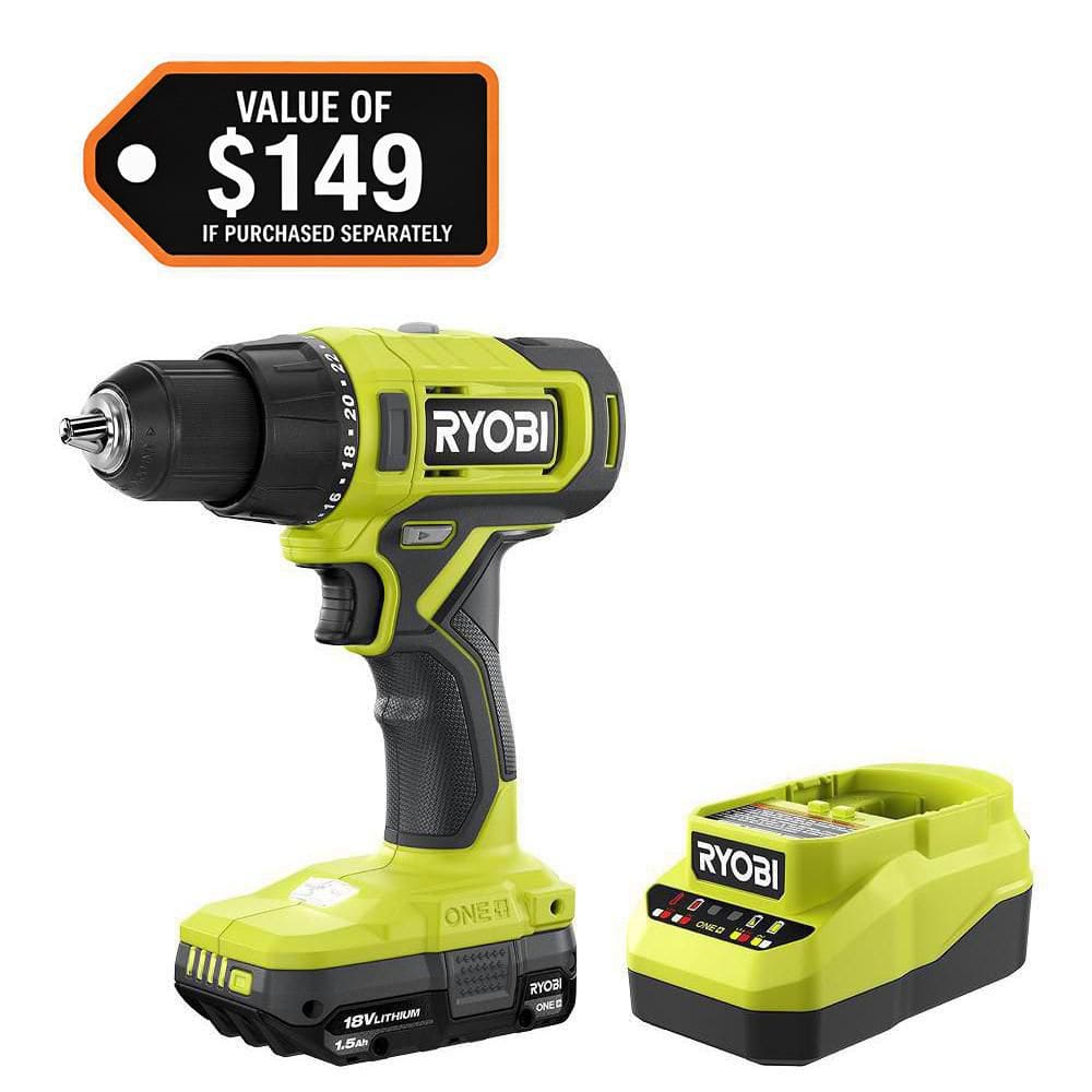 RYOBI ONE+ 18V Cordless 1/2 in. Drill/Driver Kit w/ 2Ah Battery & Charger w/ 2PC 6" Diamond Grit Impact Drive Bits (206K1XA962601)