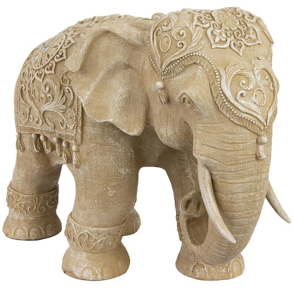 Red Lantern 20 in. Rustic Jeweled Elephant Decorative Statue