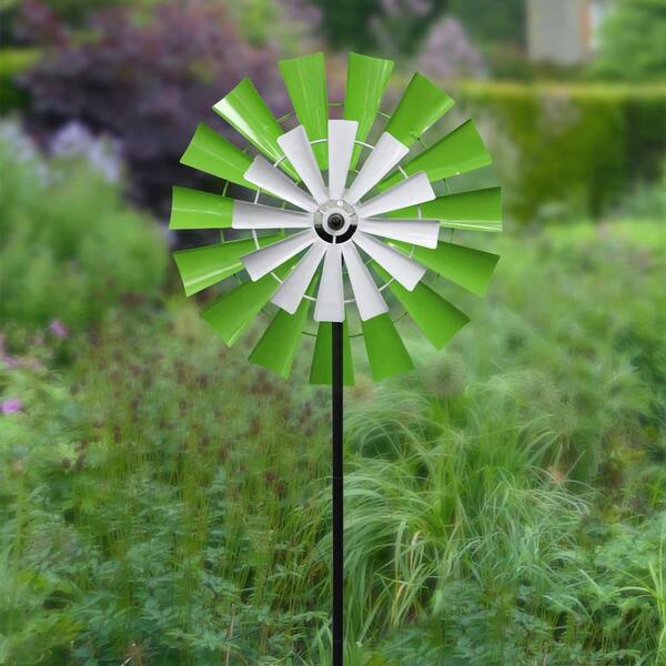 Alpine Corporation Solar 68 in. Dual Kinetic Windmill Stake with LED Light