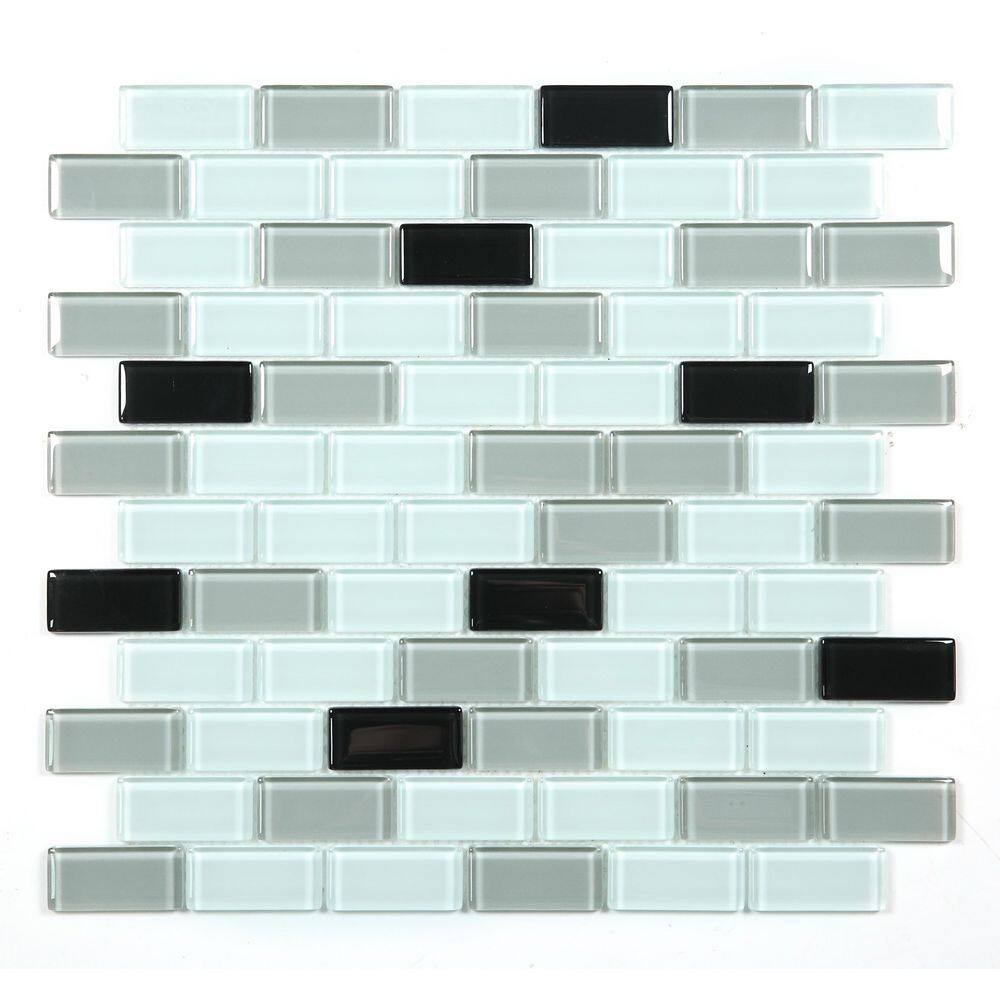 Forever 12 in. X 12 in. Glossy Black White Glass Backsplash Wall Tile (14 sq. ft./Case) price history on PriceWatchPro
