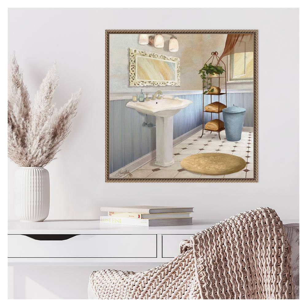 Sundance Bath II Antique Beaded Framed Canvas Wall Art, 22" x 22"