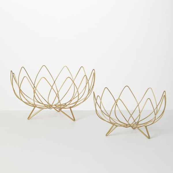 SULLIVANS 7" and 5.75" Sculpted Gold Wire Footed Metal Bowl (Set of 2)