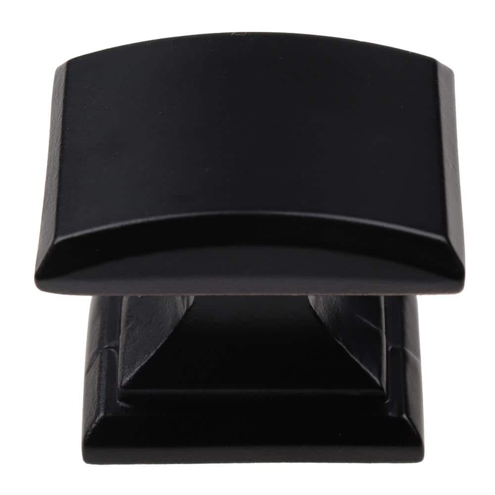Matte Black Square Cabinet Knob with Mounting Hardware