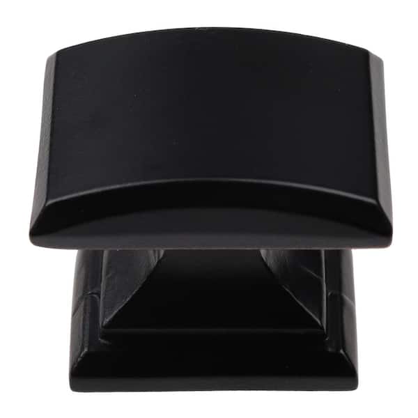 GlideRite 1-1/4 in. Matte Black Domed Convex Square Cabinet Knob (10-Pack)