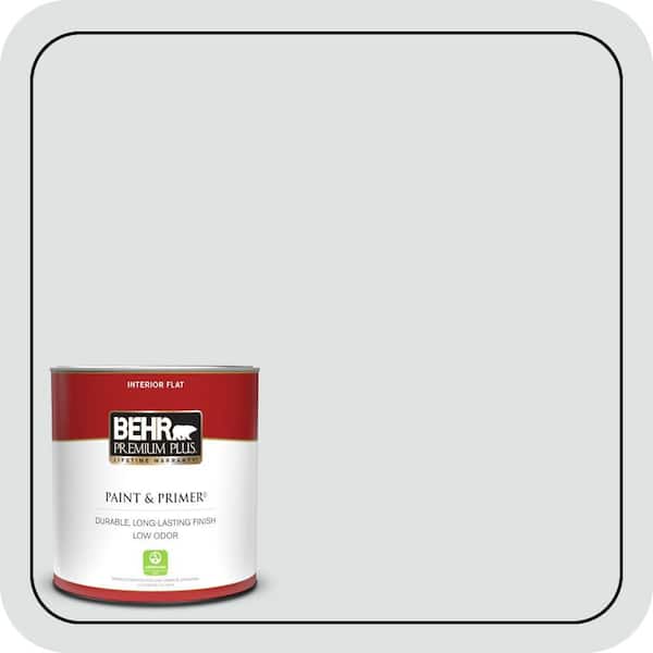 BEHR PREMIUM PLUS 1 qt. #W-F-520 Ash White Flat Low Odor Interior Paint & Primer