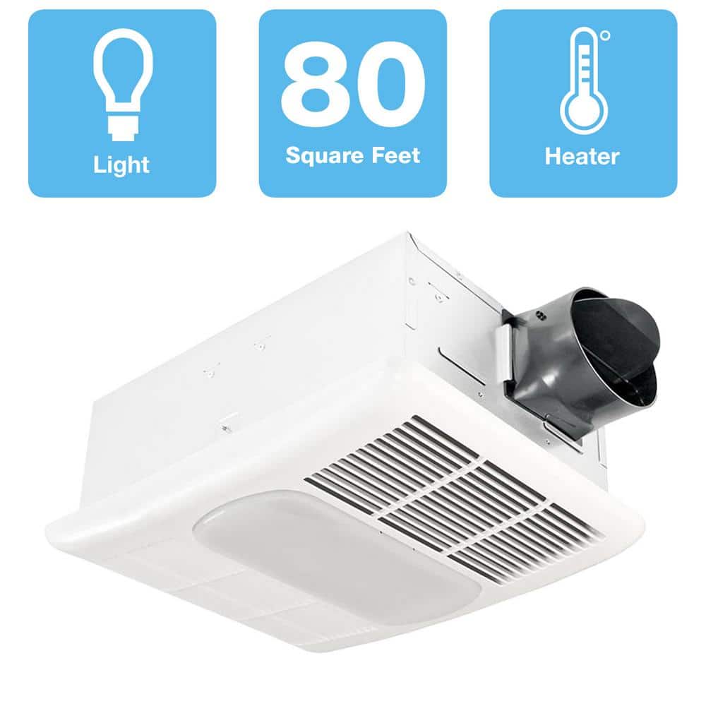 White Galvanized Steel LED Bathroom Exhaust Fan with Heater