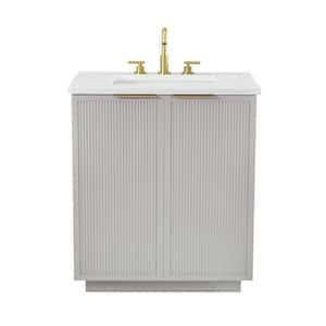 Addison 30 in. W Bath Vanity in Taupe with Engineered Stone Top in Ariston White with White Sink