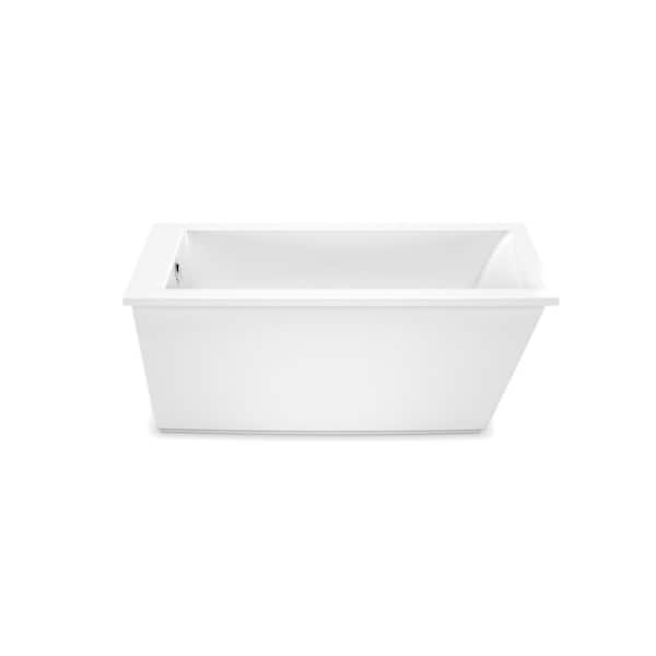 Elinor 60 in. Fiberglass End Drain Non-Whirlpool Flatbottom Freestanding Bathtub in White