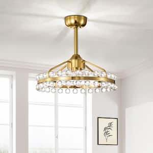 Heritage 20.8 in. 4-Light Indoor Brass Crystal Cage Enclosed Ceiling Fan