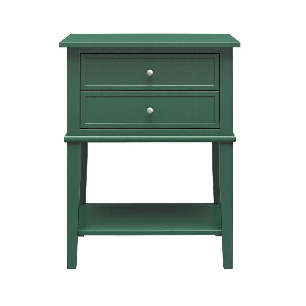 Queensbury 22 in W. Rectangle, MDF, Accent Table with 2-Drawers, Hunter Gre