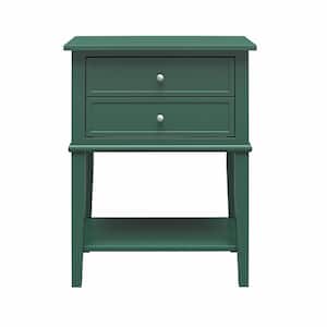 Queensbury 22 in W. Rectangle, MDF, Accent Table with 2-Drawers, Hunter Green