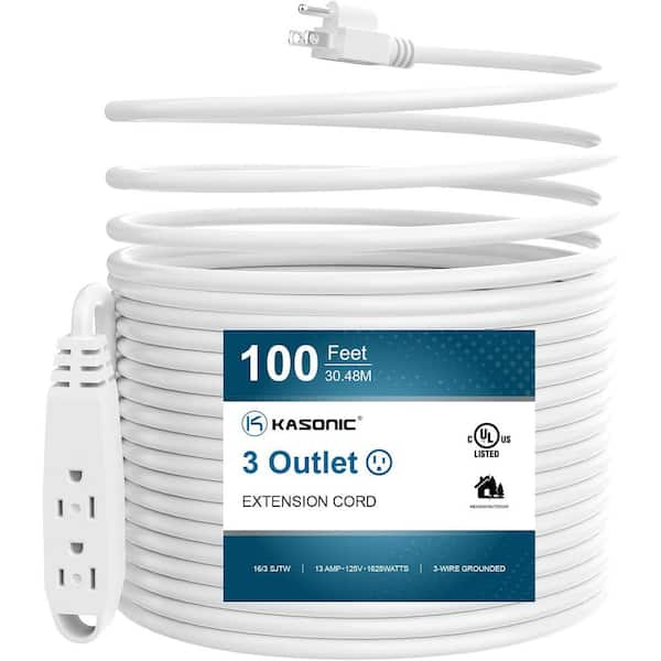 100 ft. 16/3 Heavy Duty Indoor/Outdoor Extension Cord SJTW UL Listed, White (1-Pack)