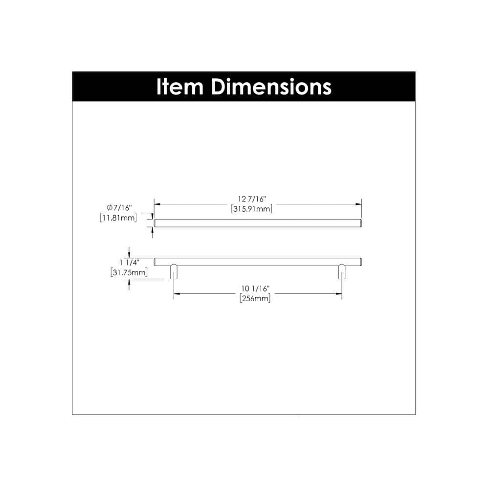Matte Black Steel Bar Pulls with Mounting Hardware, 10-1/16" Center to Center