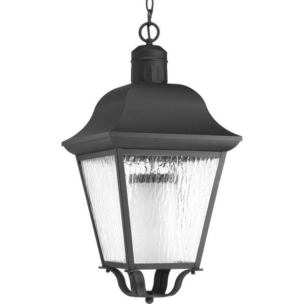 Progress Lighting Andover Collection 1-Light Outdoor Black Hanging Lantern