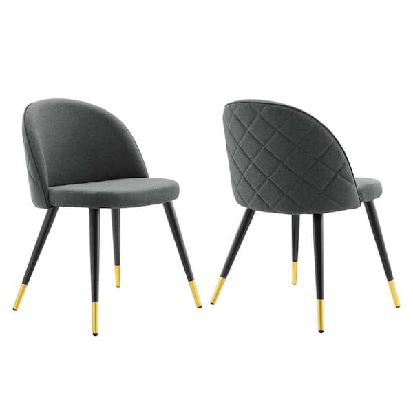 MODWAY Cordial Gray Upholstered Fabric Dense Foam Padding Dining Side Chair (Set of 2)