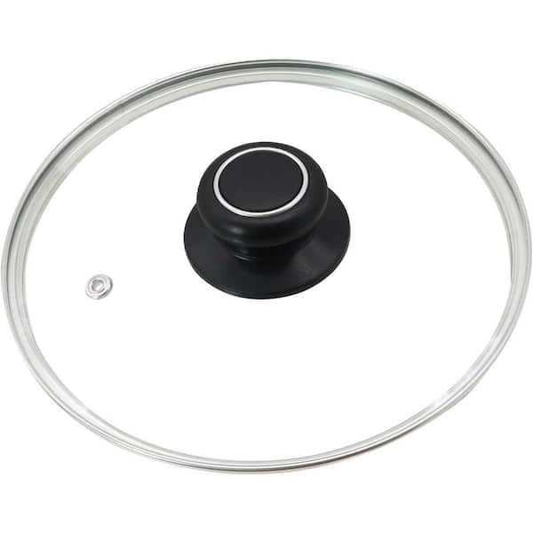8-Inch Tempered Glass Lid with Stainless Steel Rim Heat-Resistant Handle Steam Vent for Frying Pan Skillet