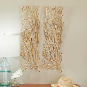Aluminum Gold Inspired Coral Wall Decor (Set of 2)