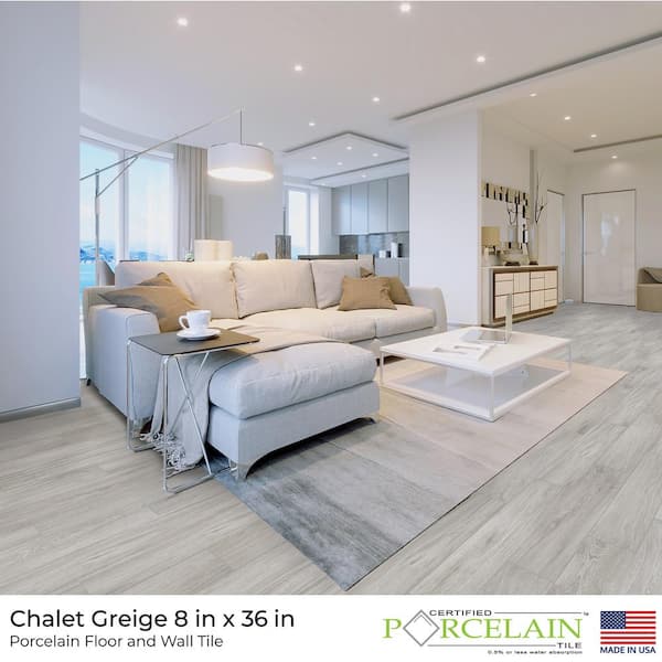 Chalet Greige 8 in. x 36 in. Porcelain Floor and Wall Tile (13.6 sq. ft./case)