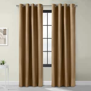 Alpine Sand Polyester Solid 52 in. W x 84 in. L Grommet Indoor Blackout Curtain (Single Panel)