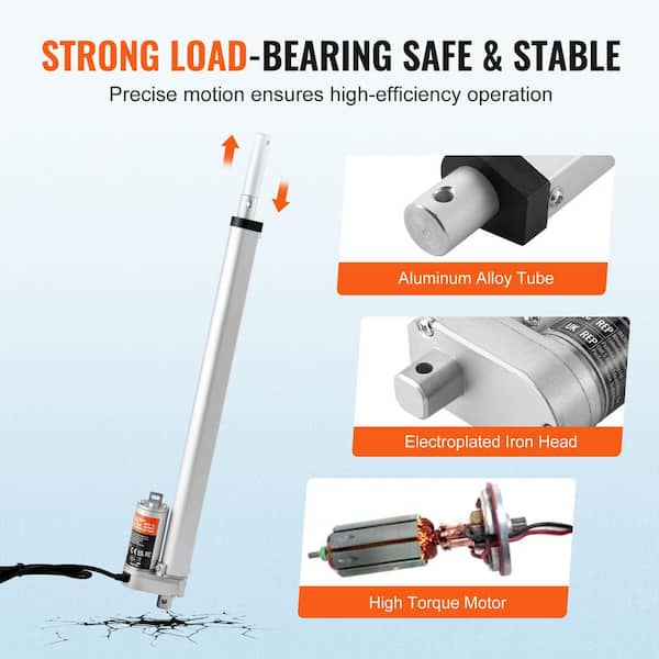 SKYSHALO Linear Actuator 12-Volt, 16 in. High Load 330lbs. /1500N Linear Actuator, 0.19 in. /s Linear Motion Actuator