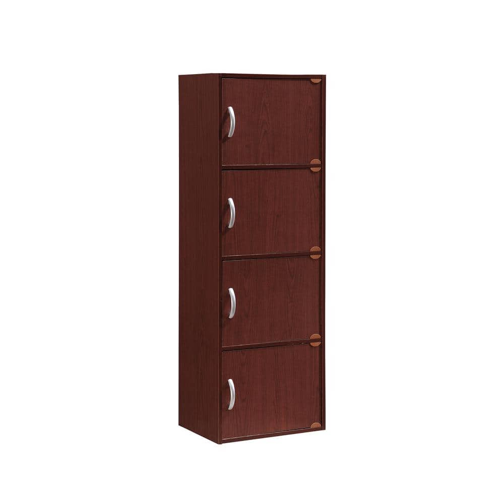 Mahogany 4-Door Multipurpose Storage Cabinet