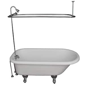5.6 ft. Acrylic Ball and Claw Feet Roll Top Tub in White with Polished Chrome Feet