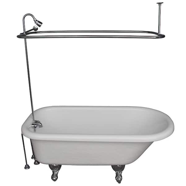 Barclay Products 5.6 ft. Acrylic Ball and Claw Feet Roll Top Tub in White with Polished Chrome Feet