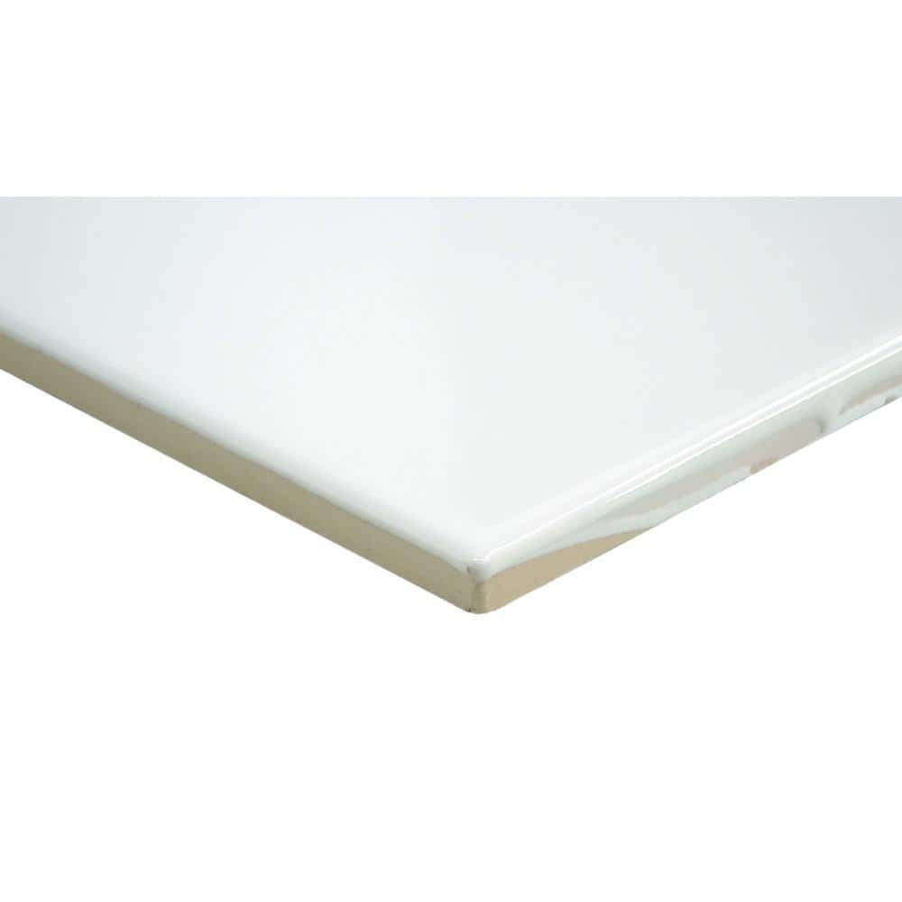 Skite Glossy White Diamond Ceramic Wall Tile, 6.3'' x 7.27''