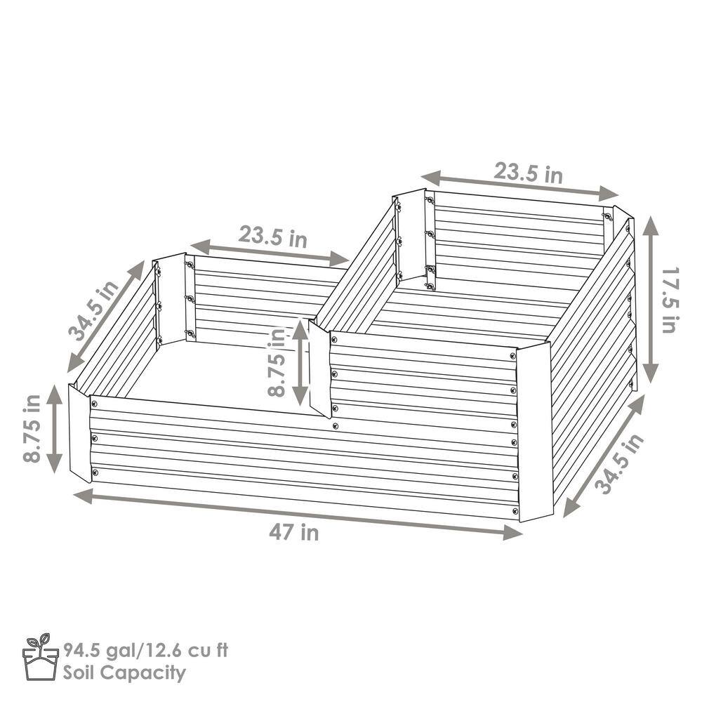 Silver 2-Tier Galvanized Steel Raised Garden Bed
