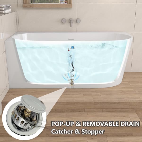 Zeafive 59 in. x 29.53 in. Freestanding Soaking Tub Left Corner