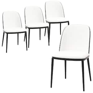 Tule Modern Dining Side Chair with PU Leather Seat and Steel Frame Set of 4, Black/White