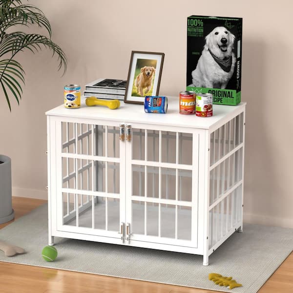 White 27 in. Accent Cabinet Office Storage Cabinet with Double-Sided Opening