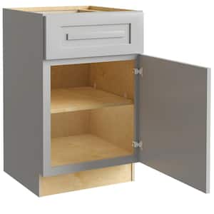 Grayson Pearl Gray Painted Plywood Shaker Assembled 1 Drawer Base Kitchen Cabinet Sft Cl R 21 in W x 24 in D x 34.5 in H