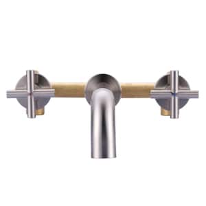 2-Handle Wall-Mount Roman Tub Faucet in Brushed Nickel