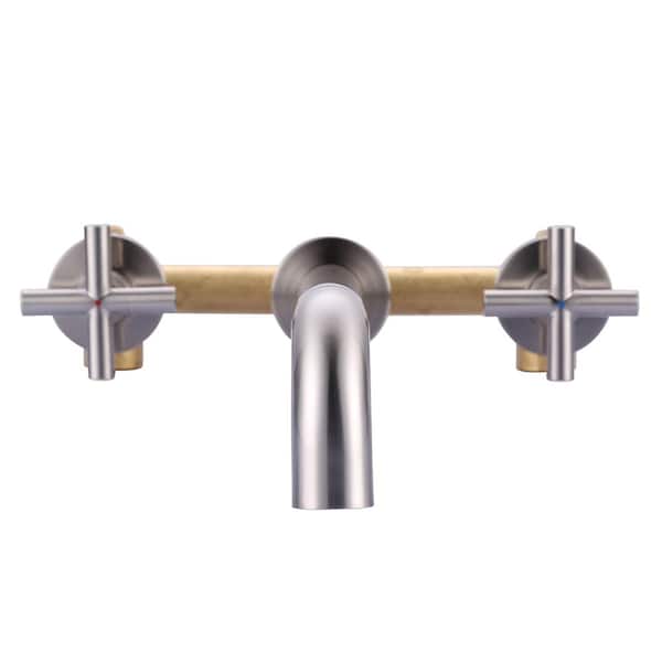 ALEASHA 2-Handle Wall-Mount Roman Tub Faucet in Brushed Nickel