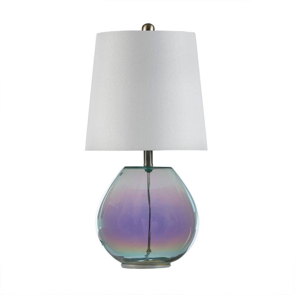 19 in. Green Iridescent Ranier Glass Table Lamp with Off-White Tapered Shade for Living Room, Office and Bedroom price history on PriceWatchPro