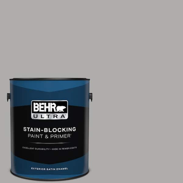 BEHR ULTRA 1 gal. #N520-3 Flannel Gray Satin Enamel Exterior Paint & Primer