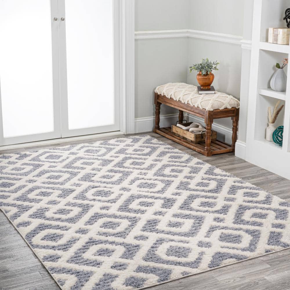 Cream/Gray 4' x 6' Reversible Trellis Synthetic Area Rug