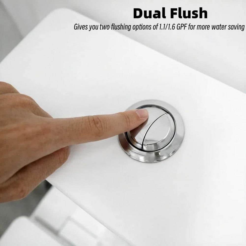 Glossy White Ceramic Dual Flush Elongated Toilet