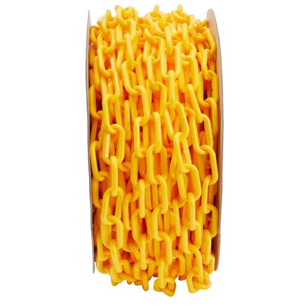 Angel Sar 1.5 in. x 100 ft. Plastic Yellow Chain Link, Plastic Privacy Safety Barrier Chain for Warehouse Decoration Fence 1-Pack