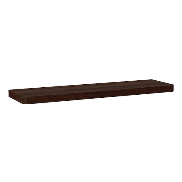 Unbranded ​Soho ​9.8 in. D x 35.4 in. W x 1.5 in. H Espresso Wood Grain Wood Decorative Floating Wall Shelf with Brackets