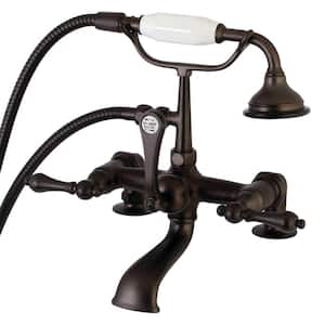 Aqua Vintage 3-Handle Deck-Mount Clawfoot Tub Faucets with Hand Shower in Oil Rubbed Bronze